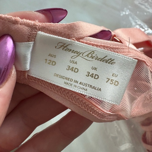 Honey Birdette Jerry Bra, Brief, and garter Blush Pink Bra Full Set - Picture 11 of 12